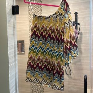 Boutique one shoulder bell sleeve dress